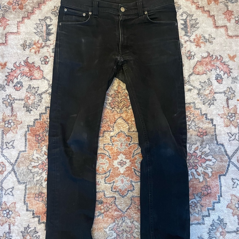 Nudie Jeans Slim Black Denim with Contrast Stitching
